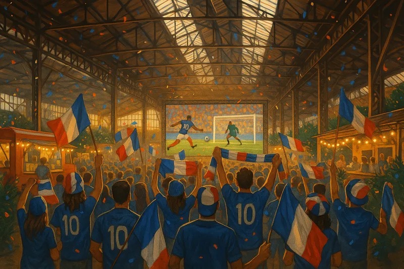 Fan zone Ground Control (Paris 12e) : supporters des Bleus devant un écran géant