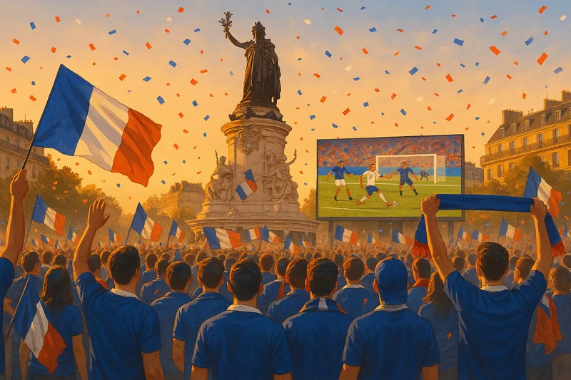 Fan zone Place de la République (3e/10e/11e) : supporters des Bleus devant un écran géant